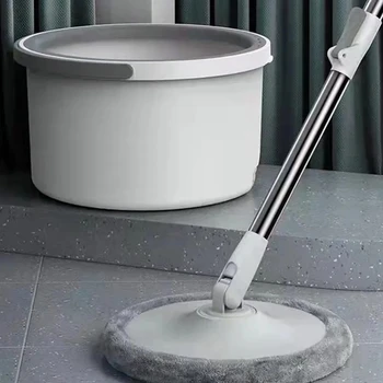 1 комплект въртяща се на 360 ° с регулируема парцали за почистване, без да се ръчно пране парцал за почистване на домакински Инструменти + кофа