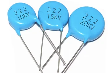 10 бр./лот, нов и оригинален порцеланов диэлектрик 2200pF напрежение 2,2 NF 222 20 15 10 6 4 3 2 1 кВ, високо напрежение порцеланов кондензатор син цвят
