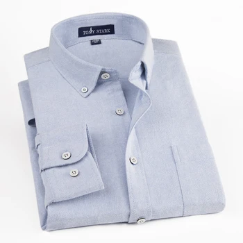 100% Памук, висококачествен мъжки Оксфордские ризи без желязо, Класически стил, однотонная Ежедневни мъжки Официалната делова риза