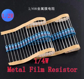 (100шт) 1R2 1,2 R Ω 1/4 W Метален филмът резистор 1R2 1,2 R Ω 0,25 W 1% ROHS