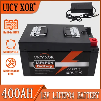 12 В LiFePO4 Батерии 400AH 300Ah 200Ah 100Ah Вградени Литиево-железен фосфат елементи BMS 5000 Цикъла На Слънчева колички за голф + Зарядно устройство
