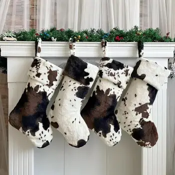 20 инча, коледни чорапи, коледни чорапи, Чорапи дърво Къща Печат крави коледен отглеждане празник доставка сезон 
