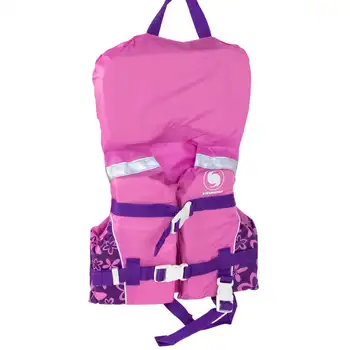 20-инчов Спасителна жилетка за момичета розово и лилаво на цветя с дръжка - до 30 кг
