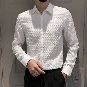 2023 Новата Есенна Висококачествена Мъжка Мода риза с дълъг ръкав, Бизнес и Ежедневни Корея Модна марка Мъжка риза M-4XL