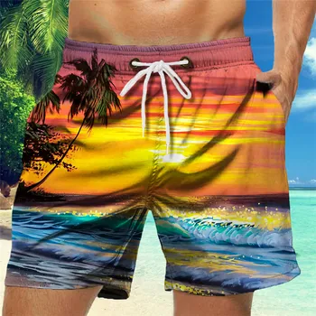 2023 нови мъжки къси панталони с 3D-принтом, разтеглив ежедневни летни модни шорти с висока талия