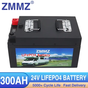 24V 300Ah 200Ah LiFePO4 Батерия Вграден BMS Литиево-железен Фосфат елементи За голф-кара RV Campers Слънчево склад Със Зарядно устройство