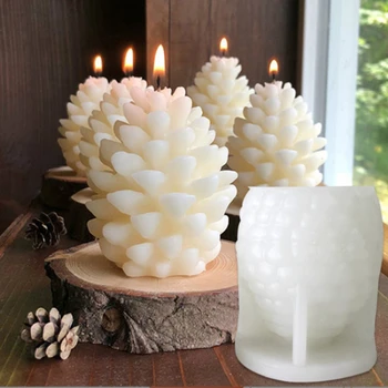 3D Коледна борова шишарка, силиконова форма за свещи, направи си сам, Ароматерапия, ръчно изработени, Гипсова смола, Борова шишарка, занаяти, производство на домашна коледна украса