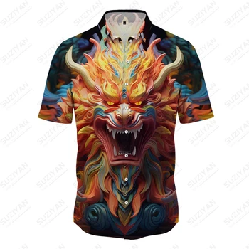 3D Цветна риза с принтом животни, Хавайски Плажната Мъжка Риза, Лятна Хит на Продажбите, Висококачествени Мъжки Свободна Риза Голям Размер