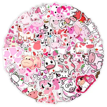 50/100 бр. INS Kawaii Карикатура, Сладка Розова серия, етикети с крави, PVC, водоустойчиви стикери, стикери за деца, играчки за момичета и момчета, подаръци