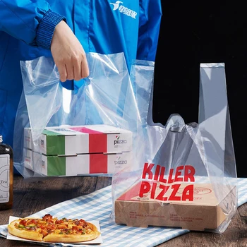 50 бр./лот, торбички за опаковане на пица 3 размера, прозрачни найлонови торбички за хранене, преносими пакети за печене на сладкиши пица