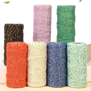 50 М/Ролка Многоцветен усукани памучен въже 1,5 мм, конци за плетене, кабели за подаръци за Коледно парти 