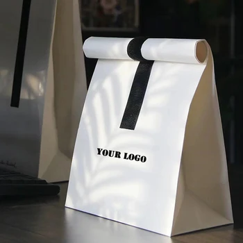 6 бр., обичай с логото си, екологично чисти торбички от крафт-хартия за малкия бизнес, пакети за хлебни изделия, опаковки за подаръци за сватба, рожден ден, чанти за партита