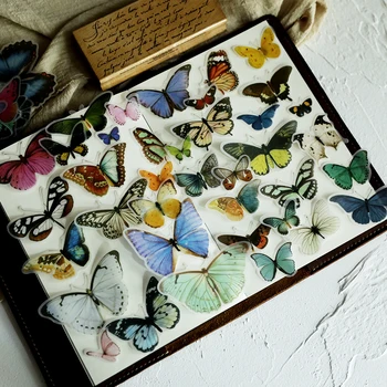 80 Парчета Ярки Етикети с Пеперуди Ненужни Списание Стари Етикети С Пеперуди Естетически Албум За Направата на Картички Материал За Scrapbooking