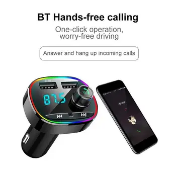 Bluetooth 5,0 Хендсфри Безжичен Кола Fm-предавател Usb Бързо Зарядно Устройство За Автомобил Аудиоприемника Адаптер Mp3 Плейър Предавател J0s6