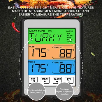 CH-212 Дигитален термометър за фурна, Месо кухненски уред за приготвяне на барбекю, Тестер температурата на храната, функция таймер, сензор за от неръждаема стомана