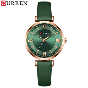 Curren 9079 Дамски часовници Модерни ежедневни дамски часовник с кожена каишка, часовници за външната търговия, часовници