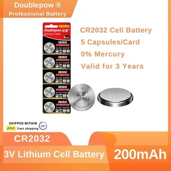 Doublepow 220mAh CR2032 3V Литиева бутон на батерия за монети, батерии продължително действие За часовници, ключове за дистанционно управление на колата