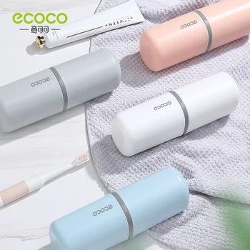 ECOCO Преносим Пътен държач за четка за зъби и паста за зъби, Пластмасова Двойна купа за миене, по-Голям капацитет за кърпи, пътен кутия за съхранение, куфар