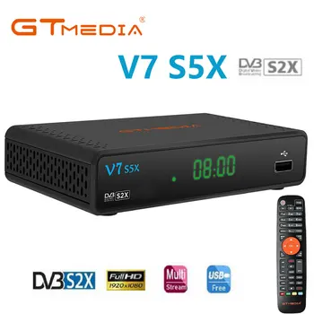GTMEDIA V7 S5X Сателитна ТЕЛЕВИЗИЯ приемник DVB-S/S2/S2X H. 265 (8 бита) Mgcamd CS IKS Biss Ключа Поддръжка на YouTube HD 1080P USB WIFI plug EU