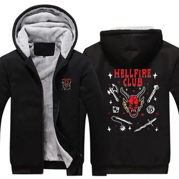 Hellfire Club Блузи, яке за мъже, Винтажное гъст флисовое топло палто с цип, Hoody, мъжки зимни дрехи оверсайз, Европейският размер