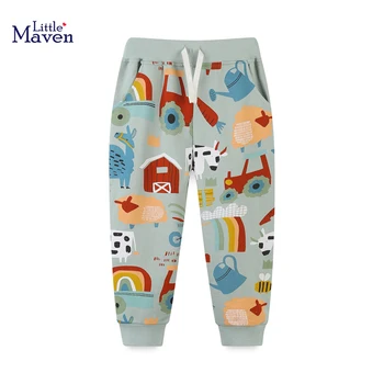 Little maven, детски спортни панталони, есен-пролет, спортни панталони за малки момчета, детски панталони с шарени домашни любимци, Крави, Овце, от 2 до 7 години