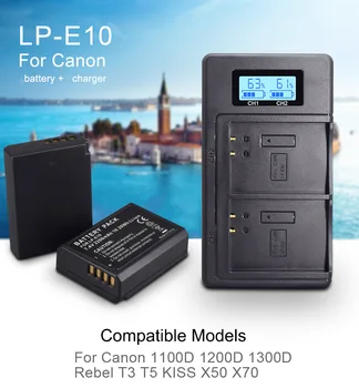 LP-E10 LPE10 LP E10 батерия за фотоапарат Canon EOS 1100D 1200D 1300D 2000D 4000D Rebel T3 T5 T6 KISS X50 X70 Батерия E10 Част