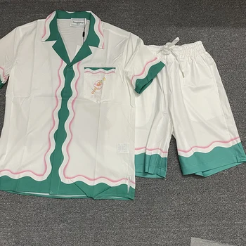 Mychaopai 2023 Летен Мъжки комплект с гавайским принтом, Ежедневното Улично рокля, риза с къс ръкав копчета и плажни шорти, быстросохнущий комплект