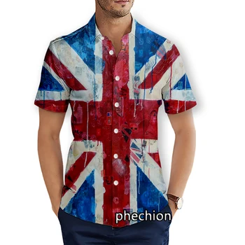 phechion Летни мъжки плажни ризи с къс ръкав, ежедневни ризи с 3D принтом на Националния флаг, Модни Градинска дрехи, мъжки блузи X111