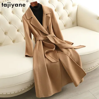 Tajiyane 100% Вълна палто, Дамски дрехи, Есенно-зимни Якета за жени на Средна дължина, Елегантен Двустранен Вълнени Палта Abrigo Mujer