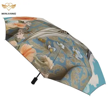 Автоматичен чадър Dolphin 8 Ribs, Елегантни дрехи, мультистильный художествен Чадър от слънце и дъжд с рамка от въглеродни влакна, леки чадъри