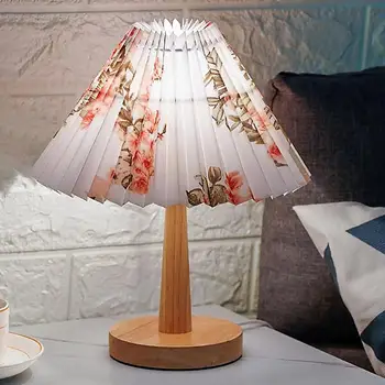Атрактивна Настолна лампа за многократна употреба лека нощ Декоративни Осветителни тела Плиссированный Чадър Светодиодна Настолна нощна лампа за Спални