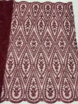 Африканска лейси плат 2023 Високо Качество на Новата Нигерийская окото С пайети Сватбена рокля Материал за Шиене Френска бродирани тюлевая окото