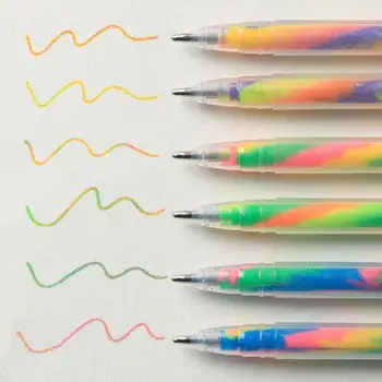 Блестящ Гел химикалки 6 цвята, Преливащи Градиентные дръжки Fine Точка За разпределяне на маркерах, цветни моливи за рисуване
