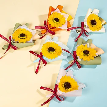 Букет цветя слънчоглед, изкуствени цветя, маргаритки, изкуствени растения за дома, Цветя договореност, украса за Коледното парти, подарък