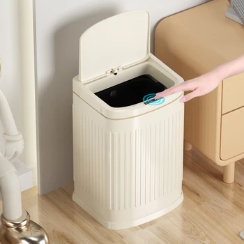 Бяло Черно Интелигентно Сензорно кошчето за боклук за кухня, баня, тоалетна, кошче за Боклук, най-Доброто Автоматично Индукционное Водонепроницаемое кошчето за боклук с капак 7Л