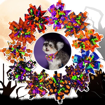 Вратовръзки-пеперуди за кучета за Хелоуин, лък за кучета с по-голямата част панделка, папийонка и за грижи за малки Кучета, котки, домашни любимци, Празнични аксесоари за кучета