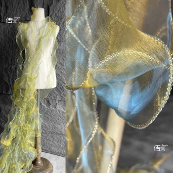 Вълнообразни плат с мрежа от наклон цвят, Ръчно изработени, Креативна дрехи, Трансформация на тъканите, Сватба