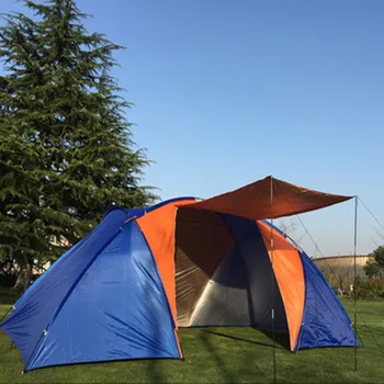 Голяма фамилна палатка на 2-4 човека За нощуване на открито, туризъм, Пътувания, 2-стаен Дишаща Водоустойчива палатка-кабина, Двоен слой
