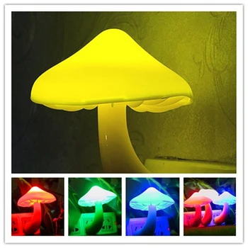 Гъбена нощна светлина RGB LED Night Light, подключаемая лампа, 7 вида цветя, Мини Сладки нощни осветителни тела за детска спални, лека нощ, штепсельная вилица САЩ