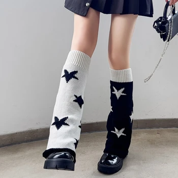 Дамски модни Гамаши, Дълги чорапи Звездна плетени, Топли Студентски чорапи за момичета на 90-те години, Вечерни Ежедневни чорапи Y2K, Градинска облекло, подарък