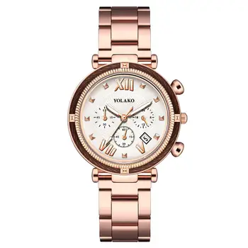 Дамски часовник с римския календар, лъскави Модни дамски ръчен часовник, Луксозни лилави дамски кварцов часовник от неръждаема стомана