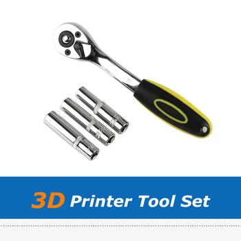 Детайли за 3D-принтер, 3 бр., дюза за екструдер, шестостенни буш, четка за почистване, 7 мм, 8 мм, 9 мм + 1 бр. комплект за премахване на гаечных ключове