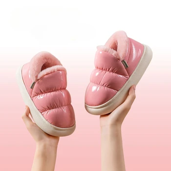 Детски памучен обувки сладък домашен водоустойчив момиче слопер анти-хлъзгави топли плюшени детски памук памук обувки обувки удар Ниньо