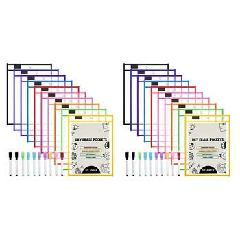 Джобове за сухо изтриване На ръкава (20 пакети) Хартиени ленти за работни билети формат А4, за Многократна употреба на Листа за сухо изтриване за преподаването в класната задачи