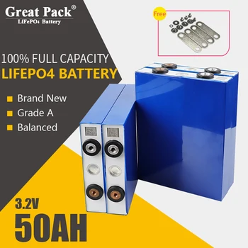 Домашно Съхранение на енергия 16ШТ 3.2 В 50АХ Акумулаторна Батерия LiFePO4 100% Пълен Капацитет Дълбоко Цикъл на Изцяло Нов Клас A Lithium Io