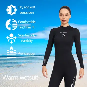 Екипировка от неопрен с дебелина 3 мм, с цип отзад за цялото Тяло, костюми за сърф и гмуркане с акваланг за жени