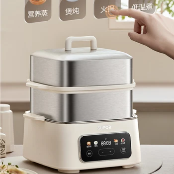 Електрическа двойна котела SUPOR, Домакински трехслойная тенджера за готвене, Многофункционална машина за приготвяне на закуска, интелигентно съкращения