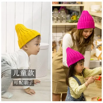 Есенно-зимна детска шапка, вязаная на една кука, однотонная шапка за момичета и момчета, топло вязаная детска шапчица, детски шапки за бебета, капор