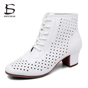 Женски танцови обувки, обувки за джаз танци, мека гума от висок ток 3-5 см, модерни дамски обувки за балните танци, висококачествени женски танцови обувки