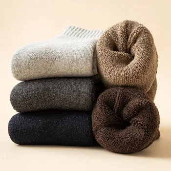 Зимните много дебели Вълнени чорапи, Мъжки Плюшени, Дебели, Топли Чорапи с вериги, Обикновен, много дебели вълнени чорапи
